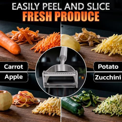 Stainless Steel Vegetable Peeler, 2-in-1 Peeler and Julienne Shredder
