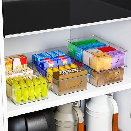 Clear Stackable Snack Organizer Bins, 6 Pack