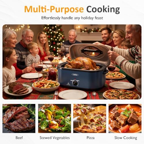 SUNVIVI 28QT Roaster Oven with 3 Buffet Server for Whole Turkey Up To