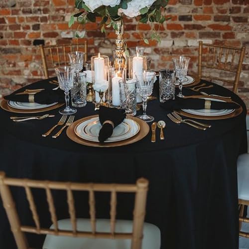 10 Pack Black Round Tablecloths, 120 Inch Stain Resistant and Wrinkle