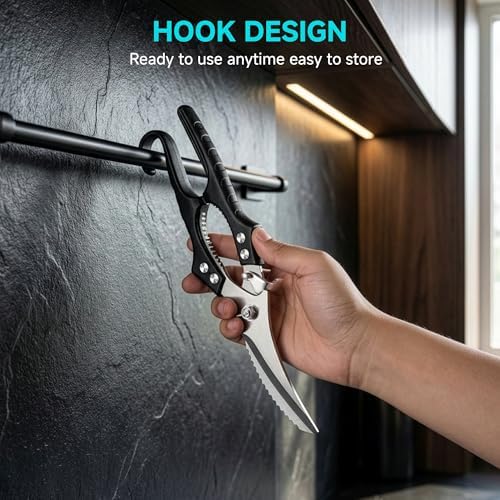 Heavy Duty Poultry Shears, Molybdenum-Vanadium Steel Kitchen Scissors
