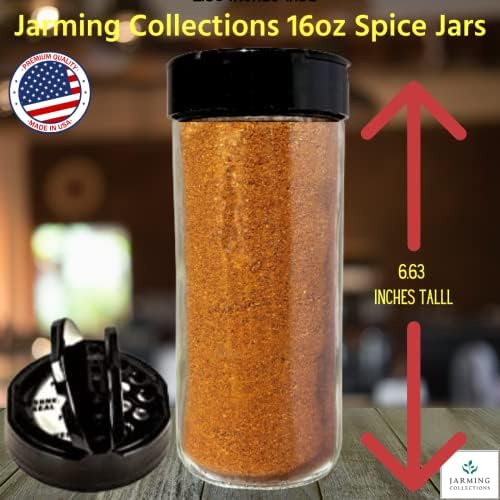JARMING COLLECTIONS 16oz Glass Spice Shakers with Lids – Set of 2