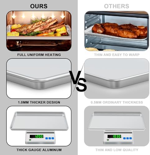 24 Inch Baking Sheet Pans with Rack Set, Natural Aluminum Cookie