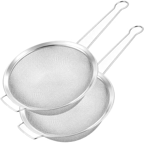 Fine Mesh Strainer Set with Sturdy Handle, Stainless Steel, 7.87"x2