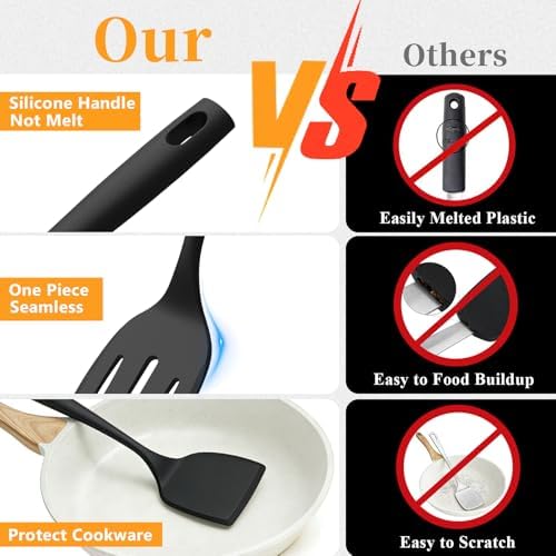 Silicone Spatula Turner Set, 600°F High Heat Resistant Spatulas for