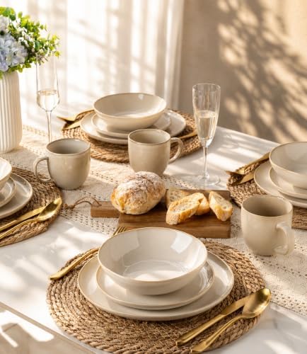AmorArc Ceramic Dinnerware Sets for 6, 18Pcs Plates and Bowls Sets