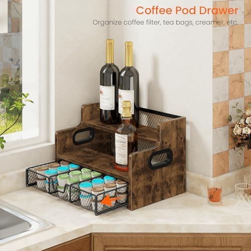 Homode Coffee Syrup Rack Organizer, 3-Tier 8-Bottle Holder