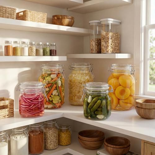 Square Glass Jars with Airtight Lids, Mason Jar with Clamp Lids Multi