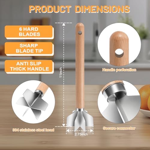 11 inch Stainless Steel Meat masher with 6 Blades, Metal Potato