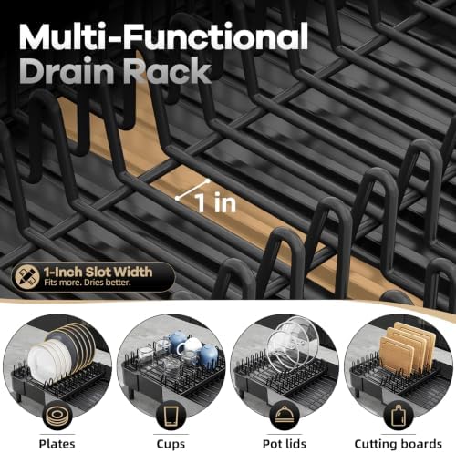 Urackify Stainless Steel Dish Drying Rack, Black