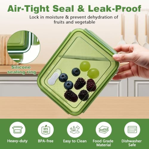 4 Pack Heavy-Duty Fruit Containers for Fridge,Food Storage