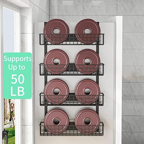 4 Tier Magnetic Spice Rack with Utility Hooks, Black