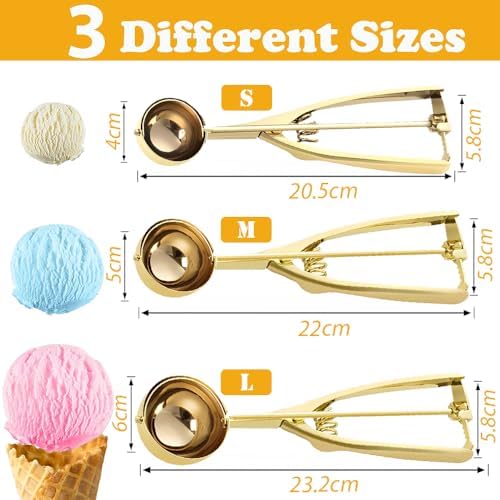 Gold Ice Cream Scoop 304 Stainless Steel Cookie Scoops for Baking