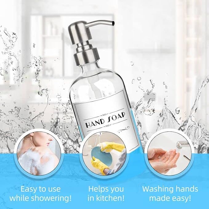 ARKTEK Refillable Soap Dispenser - 17 Oz Clear Glass Bottle - Image 4