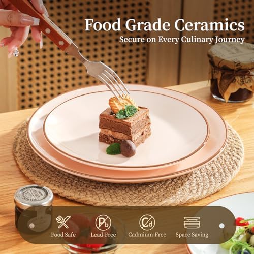 Dessert Plate Ceramic Set of 6, Colorful 8 Inch Salad Plates for