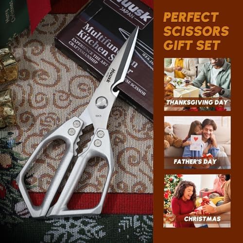 Huusk Kitchen Scissors for Food, Japanese Steel Kitchen Shears All