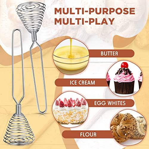 Chengu 4 Pcs Stainless Steel Spring Whisk, 8.46 Inch Hand Push Beater