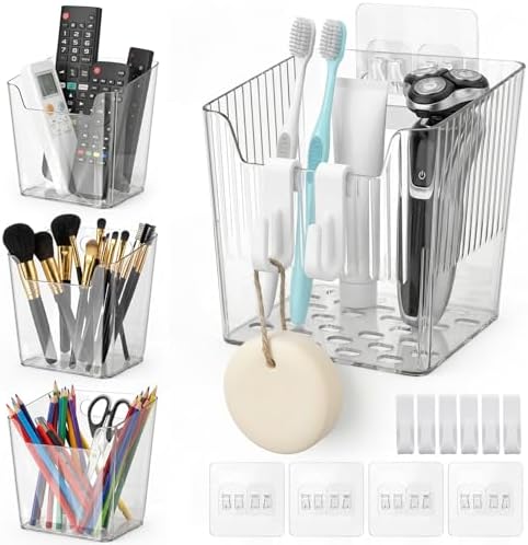 Wall Mount Organizer, 6 Hooks and 4 Pack Cabinet Door Storage Bins
