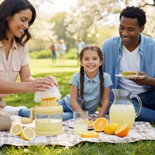 Manual Hand Crank Citrus Juicer, Yellow