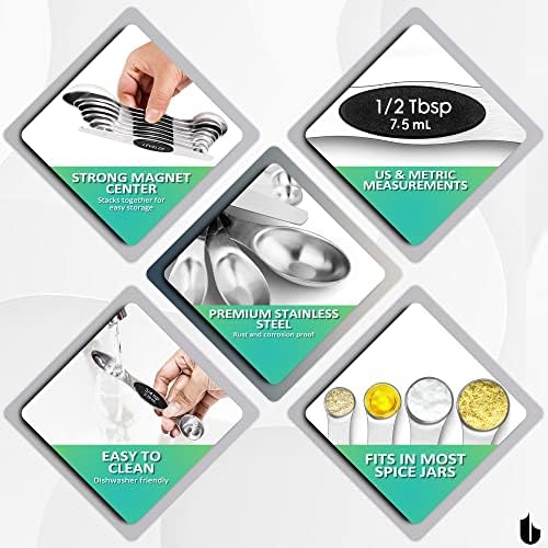 Urbanstrive 8 Pcs Upgraded Magnetic Measuring Spoons Set Stainless