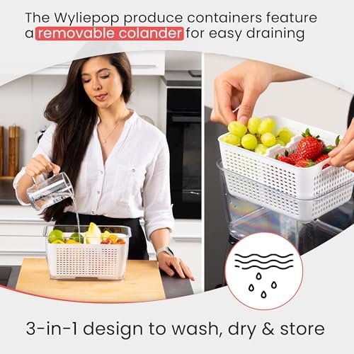 Produce Storage Containers for Fridge, Large, Set of 3