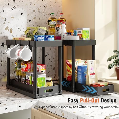 2 Pack Pull-Out Under Sink Organizers, Black