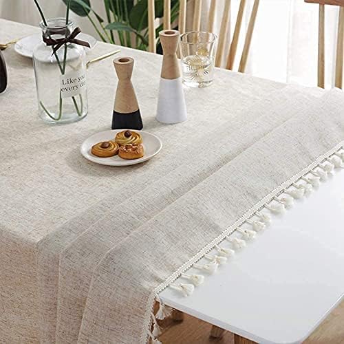 meioro Rectangle Linen Fabric Table Cloth 47 x 63 Inch - Dining Room