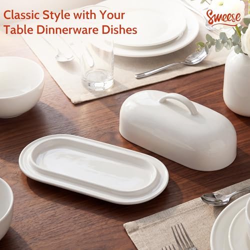Sweese Ceramic Butter Dish with Lid, 6-Inch 4 oz Butter Keeper for