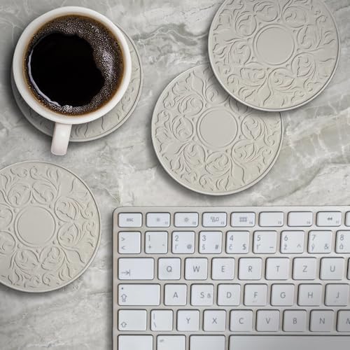 Thirstystone Victorian Lace 4 Pack Embossed Stone Coaster Set