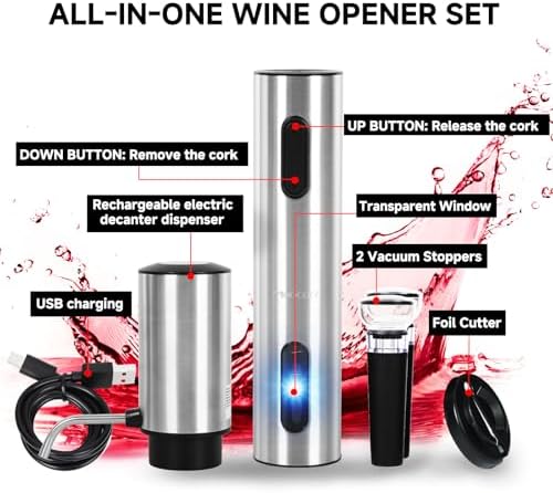 Moocoo Electric Wine Opener Gift Set, Automatic Electric Wine Bottle