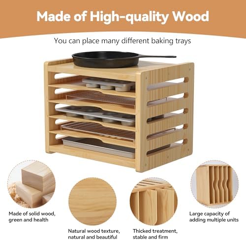 tonchean 6 Tier Wooden Tray Dividers for Cabinets