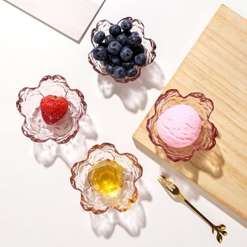 WHJY 5 pack Cute Sauce Dishes Glass Dish Set for Soy Sauce Snacks Tea