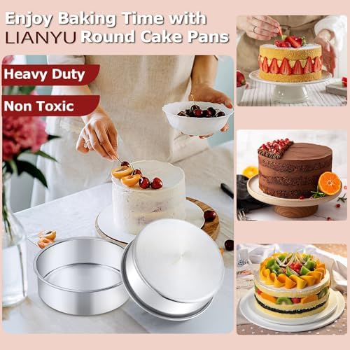 LIANYU Round Cake Pans Set of 2, 6 Inch Round Layer Cake Tins for