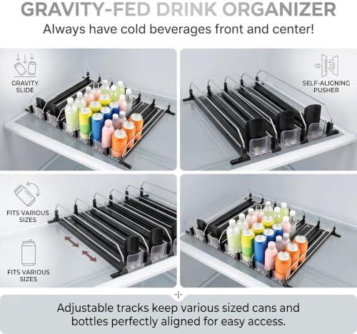 6 Rows Adjustable Drink Organizer for Fridge, Soda Can