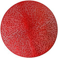 Snowkingdom Red Placemats Set of 6, Round Vinyl Metallic Hollow