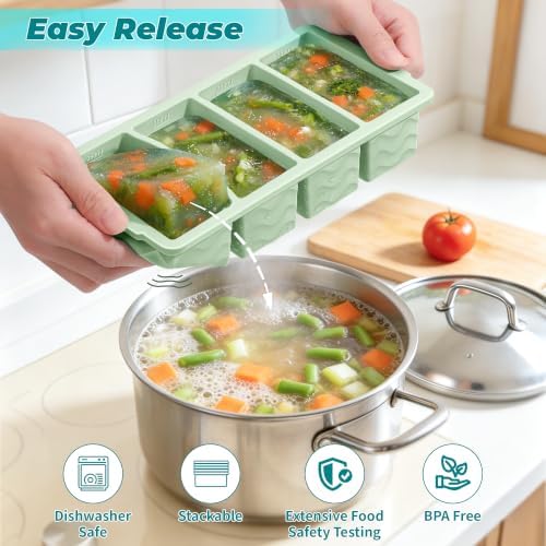 Silicone Freezer Molds for Food, 5-Pack with Steel Rim for Meal Prep
