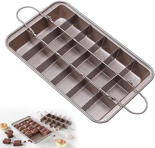 Brownie Pan with Dividers, Non-Stick 18 Pre-cut Crispy Edges, Carbon