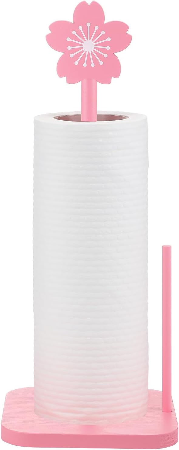 Leinuosen Pink Cherry Blossoms Paper Towel Holder Cute Bow Wooden Paper Towel by Leinuosen