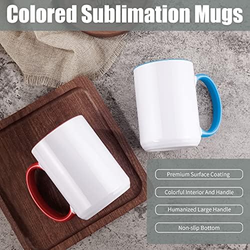 TANGLONG Sublimation Mugs 15 oz 6 Assorted Colors Set of 12