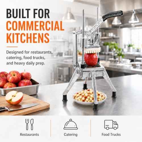 Commercial Vegetable Fruit Chopper W/6-Wedge Slicer&1/4″&3/8″&1/2" Blade Professional Food Dicer French Fry Cutter Onion Slicer Stainless Steel For Tomato Peppers Potato Mushroom