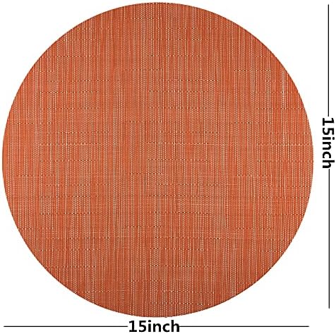 WAZAIGUR Round Placemats Set of 4, Vinyl Place Mats, 15inch, Orange