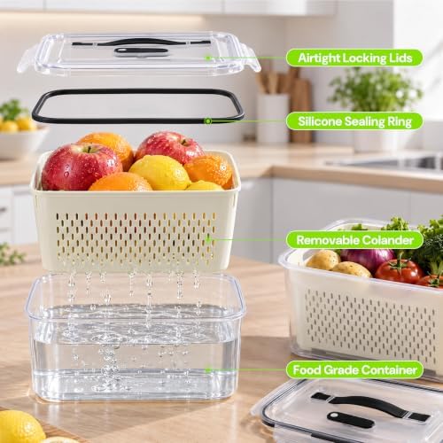 SZHLUX 5-Piece Fruit Storage Containers for Fridge