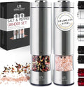 Electric Salt and Pepper Grinder Set, Stainless Steel, 2 Mills