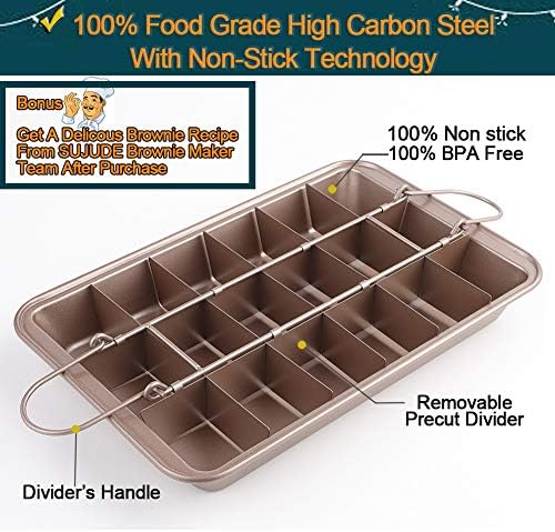 Non Stick Brownie Pan with Dividers, High Carbon Steel Baking Pan