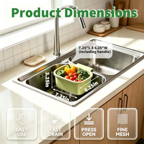 Multifunctional Hanging Sink Drain Strainer Basket, Green