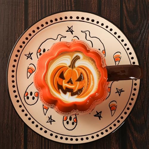 Halloween Pumpkin mugs Set Of 2-25oz Large Ceramic Pumpkin Cups