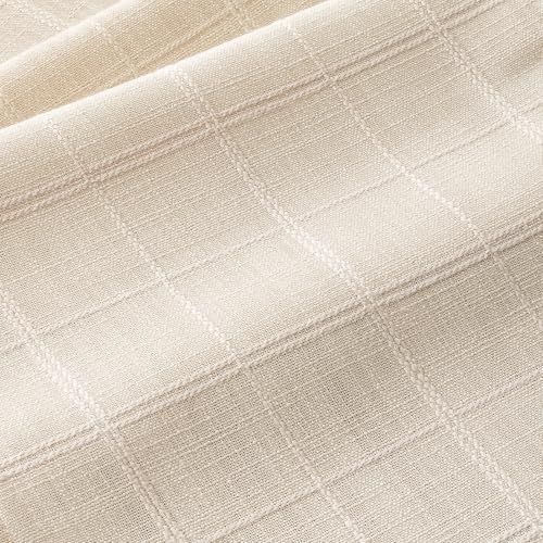 Linen Checked Placemats Set of 4, Ivory Rustic Place Mats 12x18 Inch