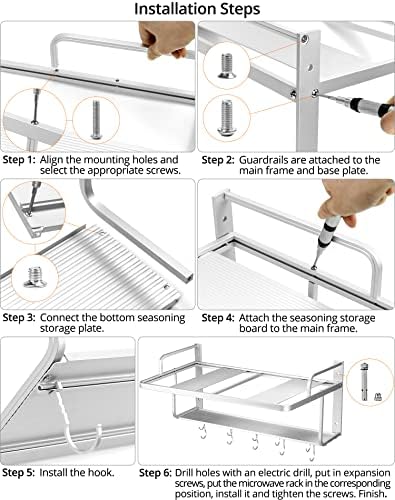 QWORK Wall-Mount Microwave Oven Rack, 21.65" x 15"