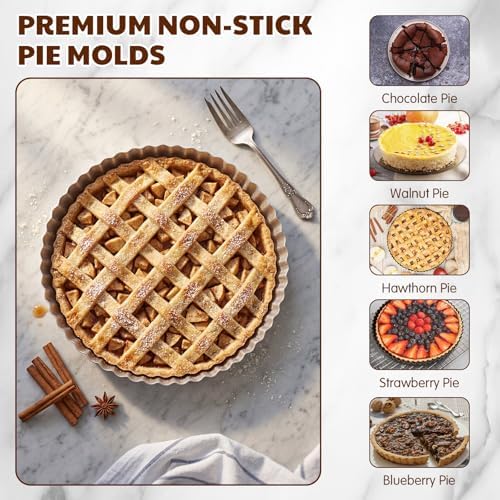 Hushee 2 Pack 9 Inch Tart Pan with Removable Bottom Non-Stick Carbon
