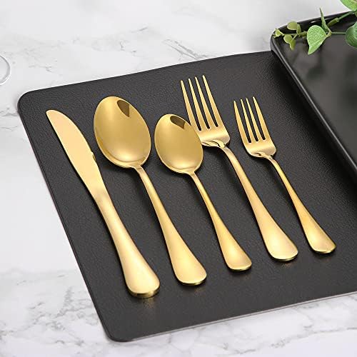 Gold Silverware Set 40 Piece, Flatware Cutlery Set For 8, Stainless